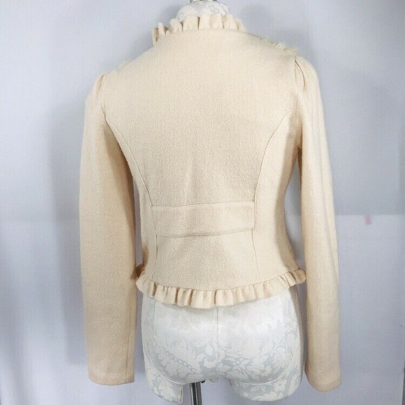 New Anthropologie M Faux Fur Jacket Cream Wool NWT - Picture 6 of 8